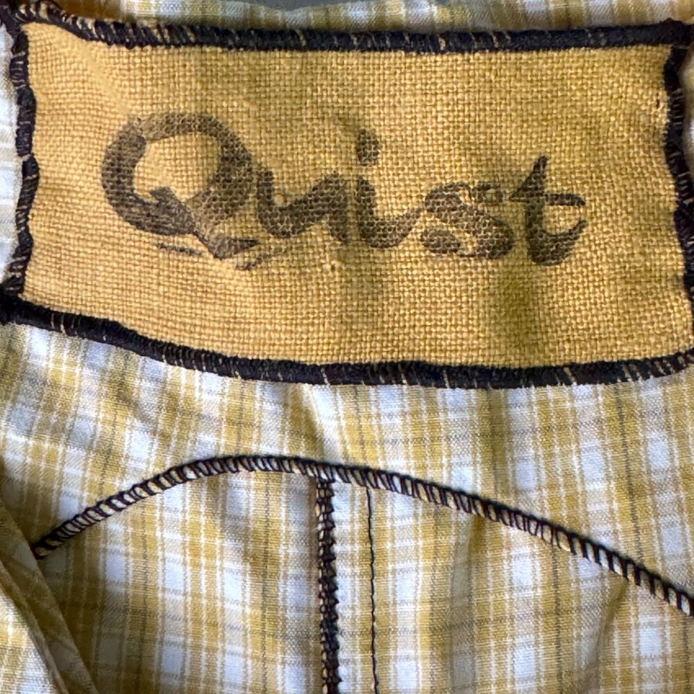 Vintage Quist Kid's Overalls Jumper Yellow Gingham Anchor Buttons Pocket 12-18mo - Picture 2 of 6